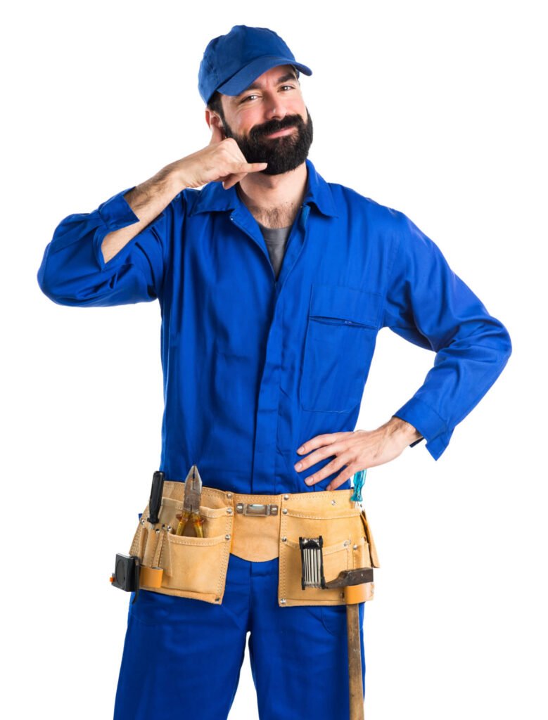 Plumber making phone gesture Plumber making phone gesture